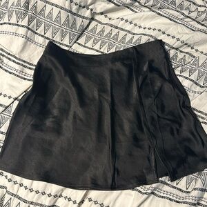 Lulus black satin mini skirt